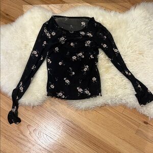 Abercrombie & Fitch Black Floral Blouse